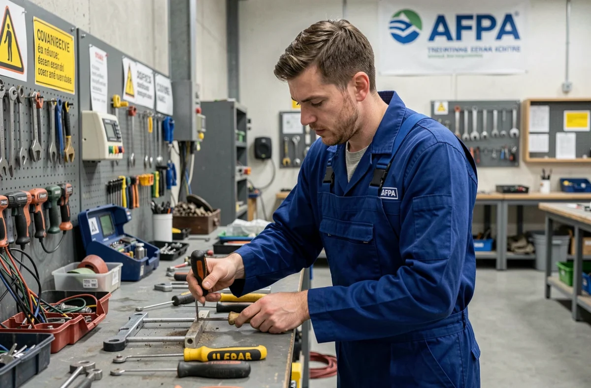 Stagiaire en formation professionnelle pratiquant un métier technique en atelier au Centre AFPA de Nancy