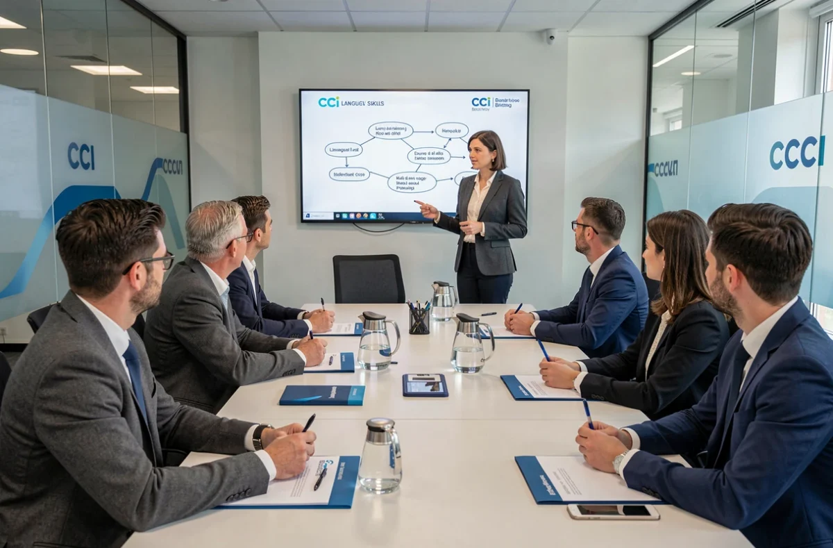 Formation linguistique professionnelle en entreprise au CCI Campus Bretagne avec formatrice