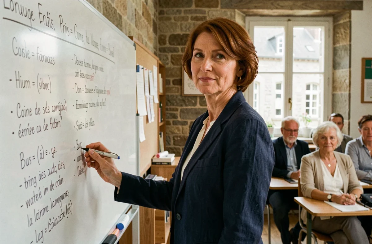 Professeure de langues de CIEL Bretagne animant un cours dans une salle de classe à Brest