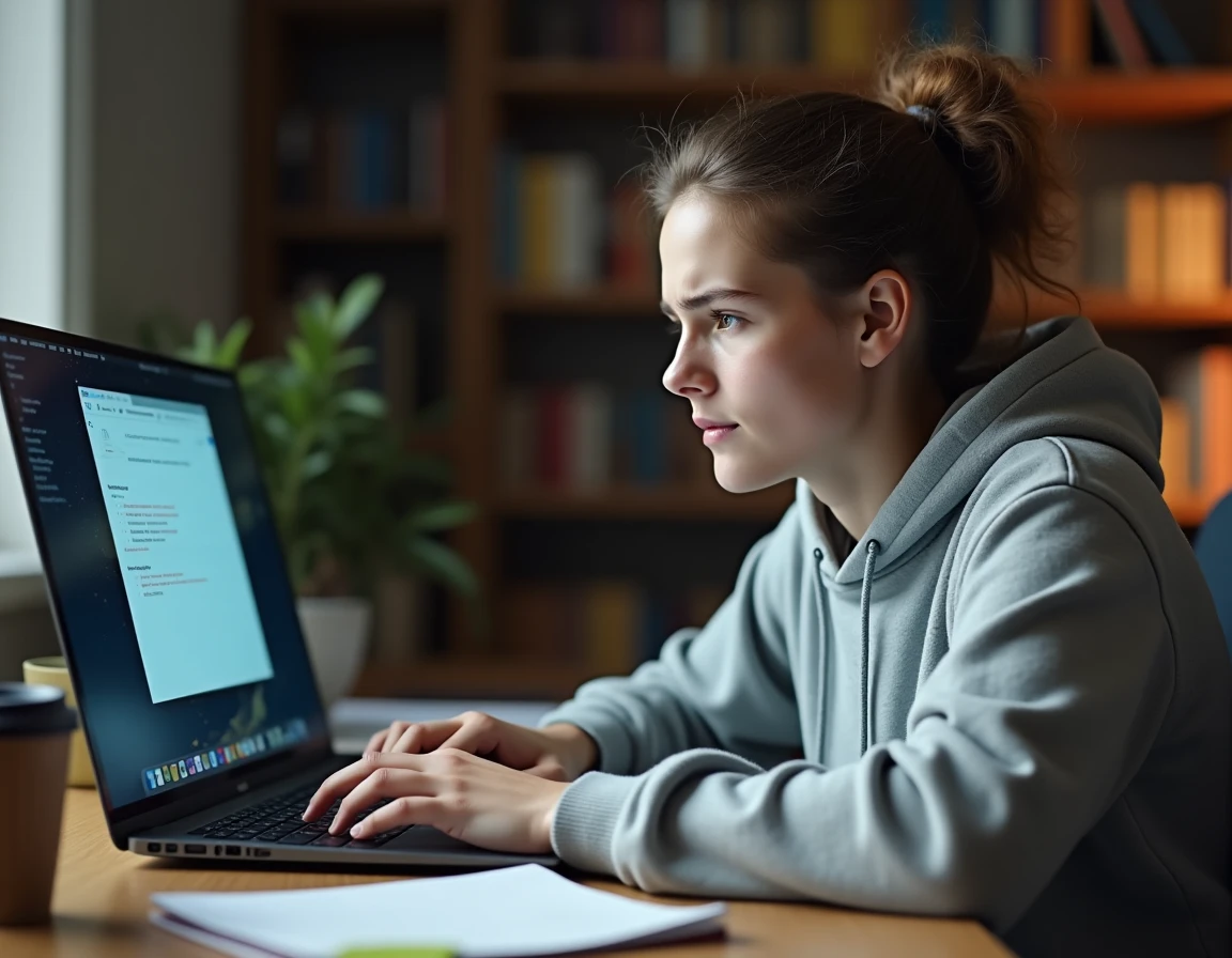 Étudiante frustrée devant un écran d'erreur de connexion ENT sur son ordinateur portable dans une chambre universitaire