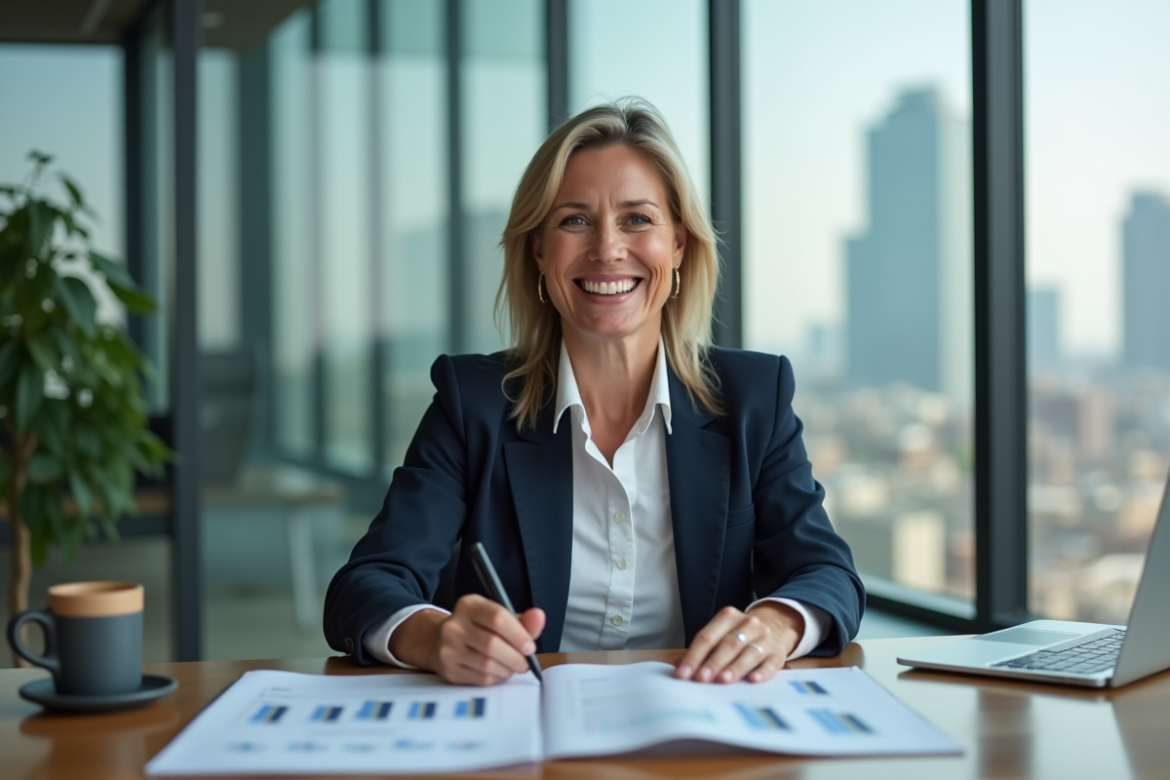 Femme d'affaires confiante dans un bureau moderne