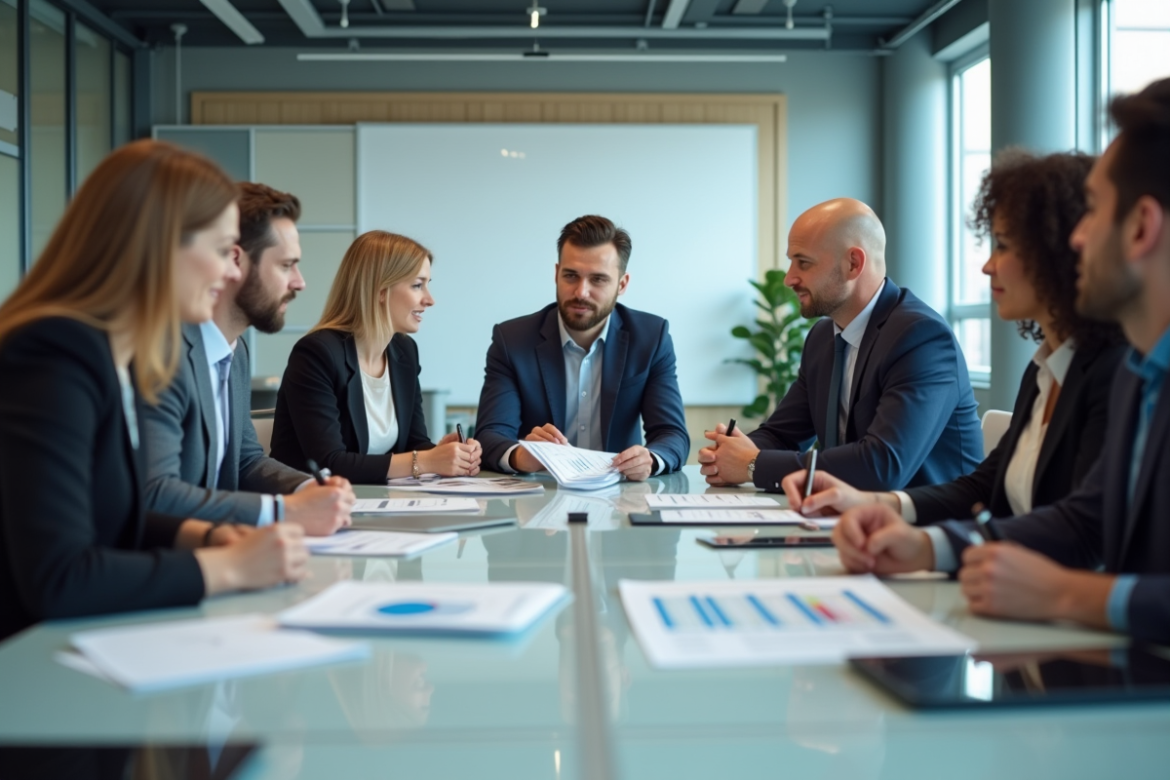 Groupe de professionnels en réunion d'affaires