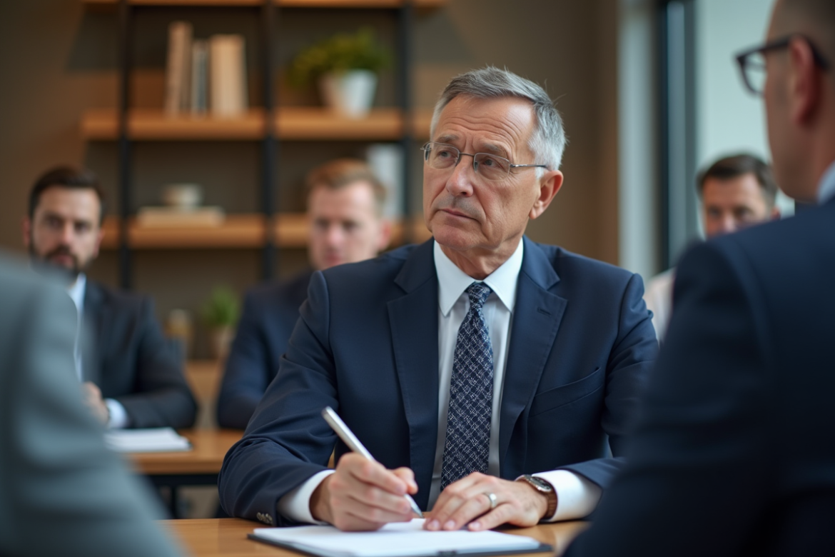 Homme d'affaires en formation en réunion d'entreprise