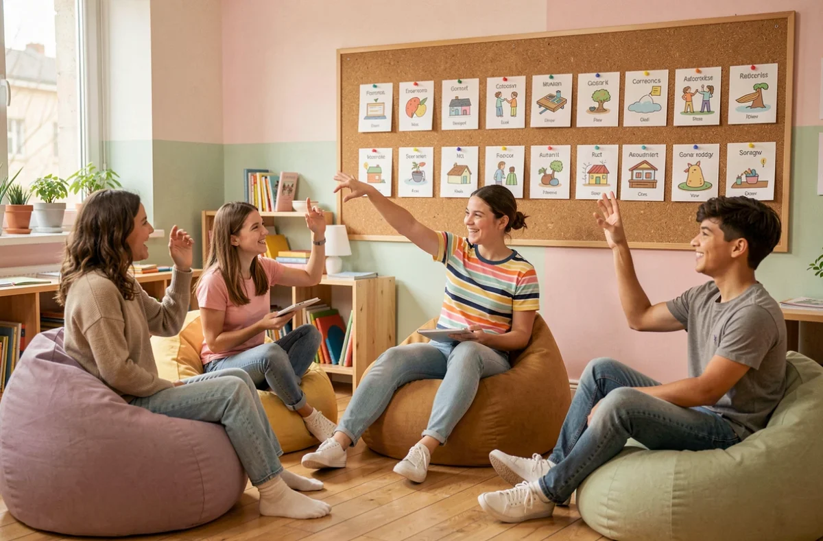 Cours de langue convivial et interactif à Tiny Tiny School Brest avec une instructrice dynamique