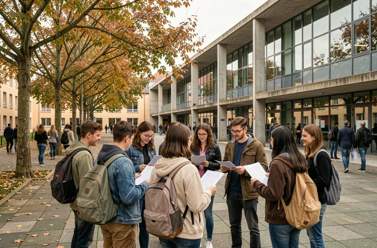 Étudiants internationaux et français sur le campus de l'Université Rennes 2 avec cours de langues